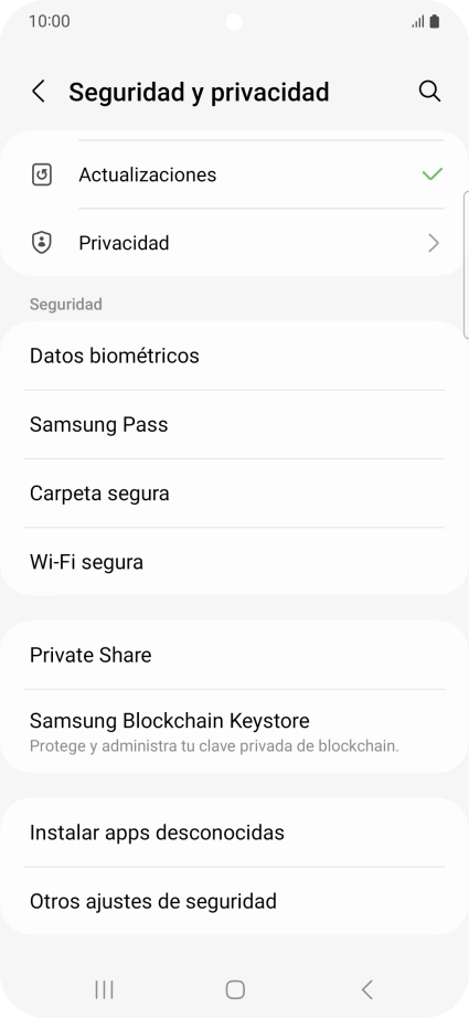 Pulsa Otros ajustes de seguridad. Pulsa Otros ajustes de seguridad.