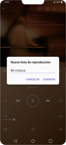 Introduce el nombre deseado de la lista de reproducción y pulsa GUARDAR. Introduce el nombre deseado de la lista de reproducción y pulsa GUARDAR.