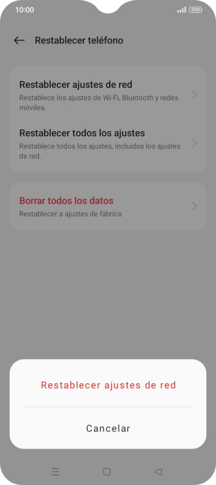 Pulsa Restablecer ajustes de red.