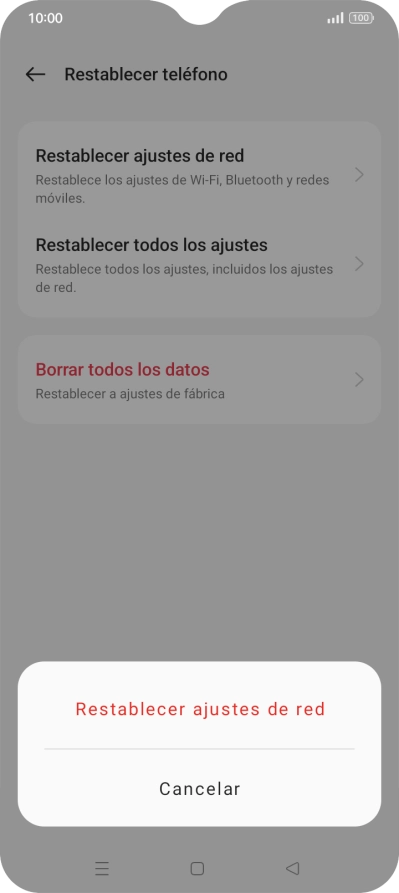 Pulsa Restablecer ajustes de red.