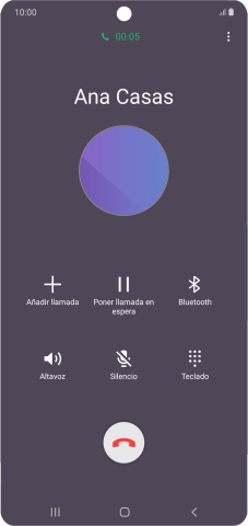 Pulsa el icono de finalizar llamada. Pulsa el icono de finalizar llamada.