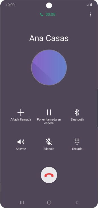 Pulsa el icono de finalizar llamada. Pulsa el icono de finalizar llamada.