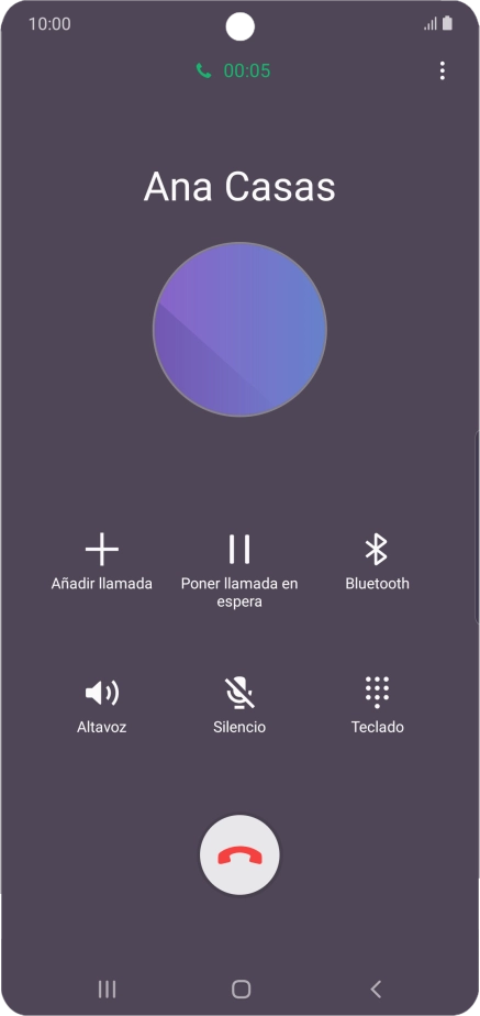 Pulsa el icono de finalizar llamada. Pulsa el icono de finalizar llamada.