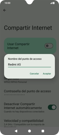 Introduce el nombre deseado de la conexión wifi y pulsa Aceptar. Introduce el nombre deseado de la conexión wifi y pulsa Aceptar.