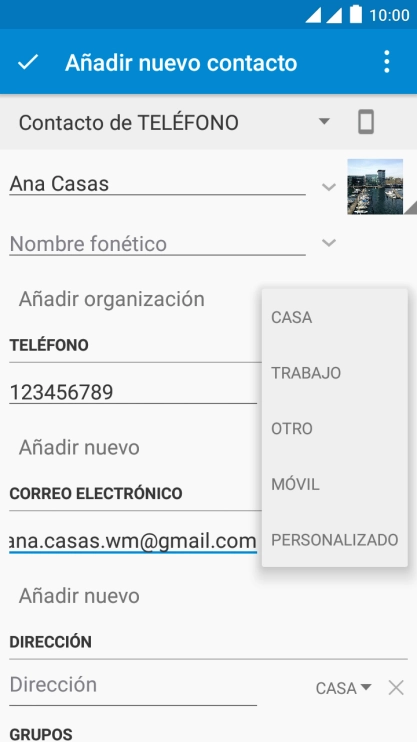 Pulsa el tipo de correo electrónico deseado. Pulsa el tipo de correo electrónico deseado.