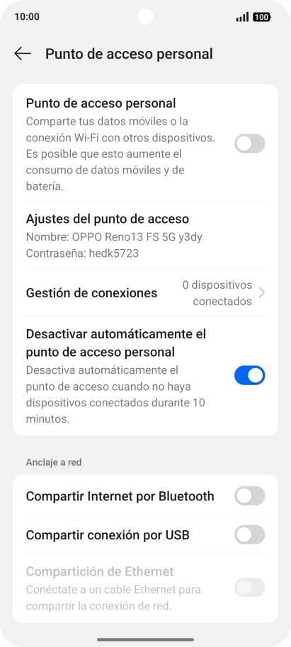 Pulsa Ajustes del punto de acceso. Pulsa Ajustes del punto de acceso.