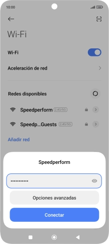 Introduce la contraseña de la red wifi y pulsa Conectar.