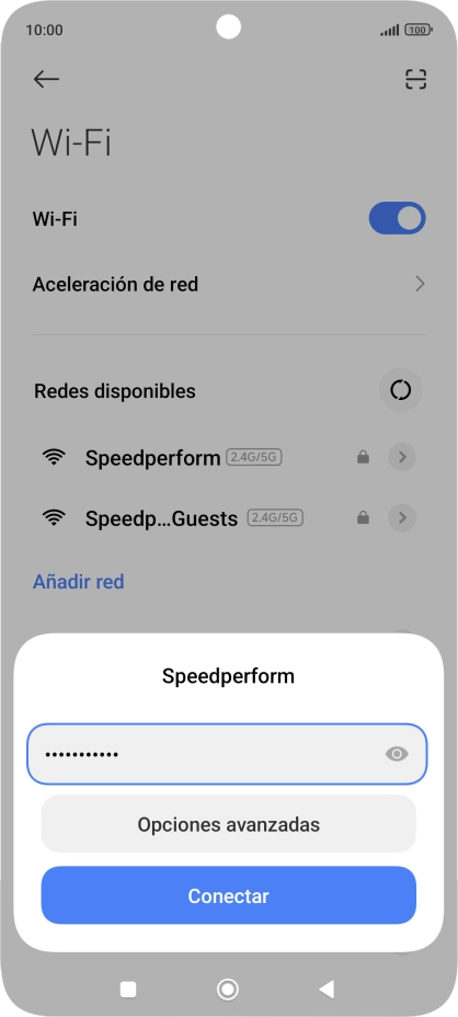 Introduce la contraseña de la red wifi y pulsa Conectar.