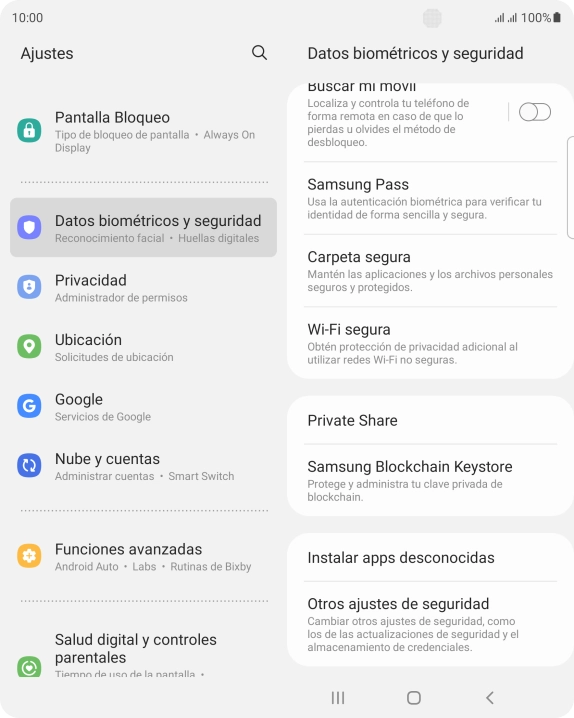 Pulsa Otros ajustes de seguridad. Pulsa Otros ajustes de seguridad.