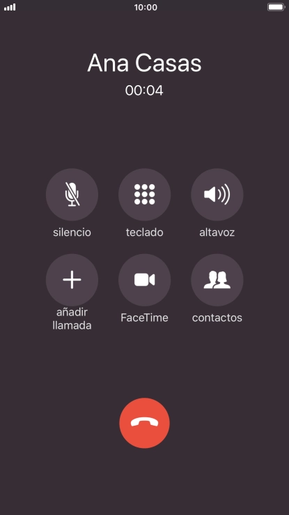 Pulsa el icono de finalizar llamadas para colgar.