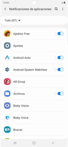 Pulsa el indicador junto a las apps deseadas para activar o desactivar la función. Pulsa el indicador junto a las apps deseadas para activar o desactivar la función.