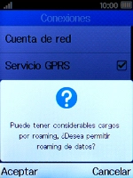 Si activas el roaming de datos, pulsa la tecla de selección izquierda. Si activas el roaming de datos, pulsa la tecla de selección izquierda.