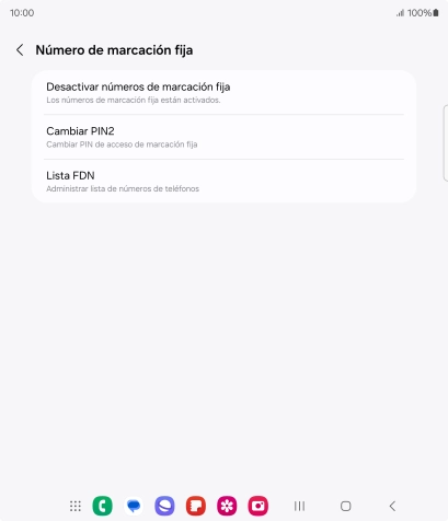 Pulsa Desactivar números de marcación fija. Pulsa Desactivar números de marcación fija.