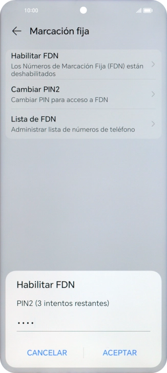 Introduce el código PIN2 y pulsa ACEPTAR. Introduce el código PIN2 y pulsa ACEPTAR.
