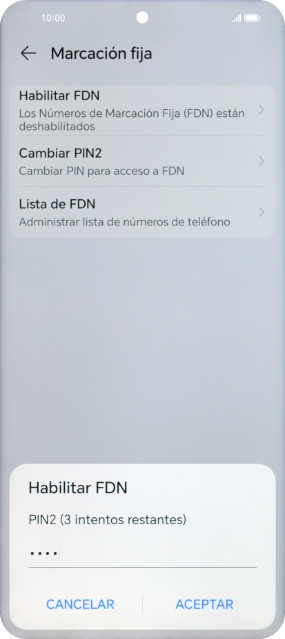 Introduce el código PIN2 y pulsa ACEPTAR. Introduce el código PIN2 y pulsa ACEPTAR.