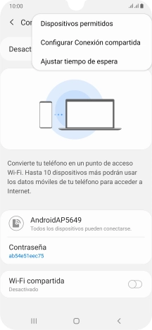 Pulsa Configurar Conexión compartida. Pulsa Configurar Conexión compartida.