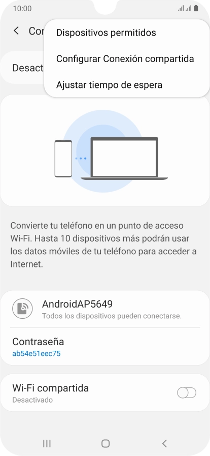 Pulsa Configurar Conexión compartida. Pulsa Configurar Conexión compartida.