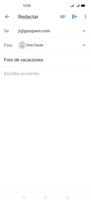 Pulsa en el campo de escritura  y escribe el texto del correo electrónico.