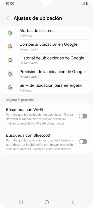 Pulsa Precisión de la ubicación de Google.