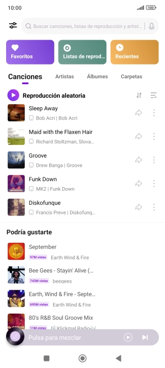 Pulsa el archivo de música deseado. Pulsa el archivo de música deseado.