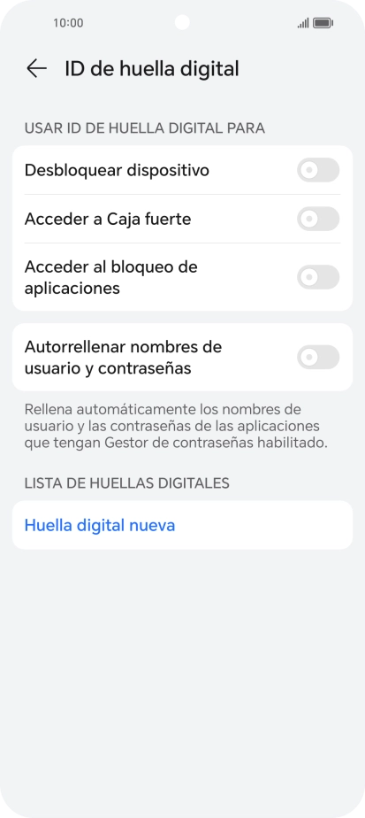 Pulsa Huella digital nueva. Pulsa Huella digital nueva.