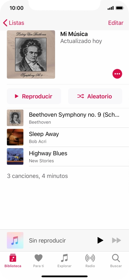 Desplázate a la categoría o a la lista de reproducción deseada y pulsa el archivo de música deseado.