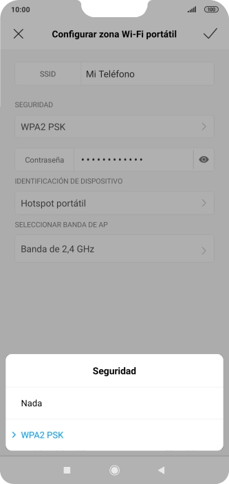 Pulsa WPA2 PSK para proteger la conexión wifi con una contraseña. Pulsa WPA2 PSK para proteger la conexión wifi con una contraseña.