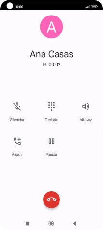 Pulsa el icono de finalizar llamada. Pulsa el icono de finalizar llamada.