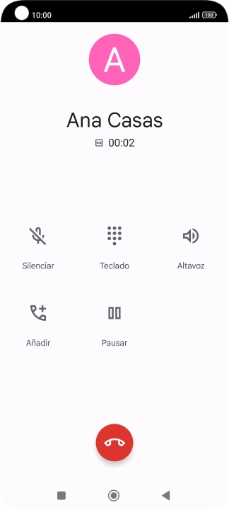 Pulsa el icono de finalizar llamada. Pulsa el icono de finalizar llamada.