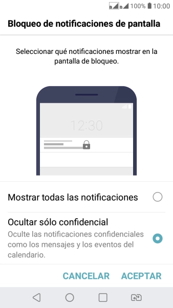 Pulsa el ajuste deseado. Pulsa el ajuste deseado.