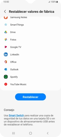 Pulsa Restablecer.