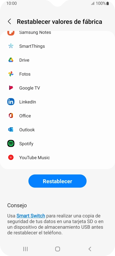 Pulsa Restablecer.