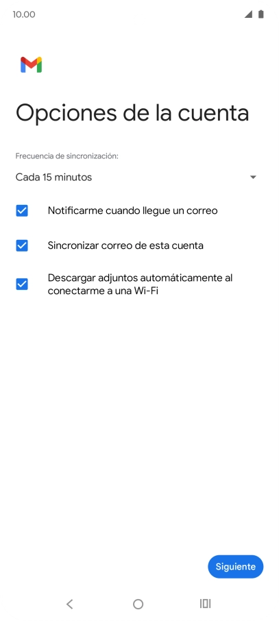 Si aparece en la pantalla esta imagen, tu cuenta de correo electrónico ha sido reconocida y configurada automáticamente. Sigue las indicaciones de la pantalla para introducir más información y terminar la configuración. Si aparece en la pantalla esta imagen, tu cuenta de correo electrónico ha sido reconocida y configurada automáticamente. Sigue las indicaciones de la pantalla para introducir más información y terminar la configuración.