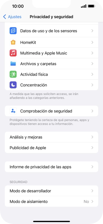 Pulsa Informe de privacidad de las apps. Pulsa Informe de privacidad de las apps.