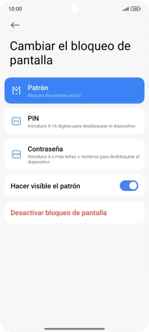 Pulsa Desactivar bloqueo de pantalla e introduce el código de seguridad extra que has creado anteriormente. Pulsa Desactivar bloqueo de pantalla e introduce el código de seguridad extra que has creado anteriormente.