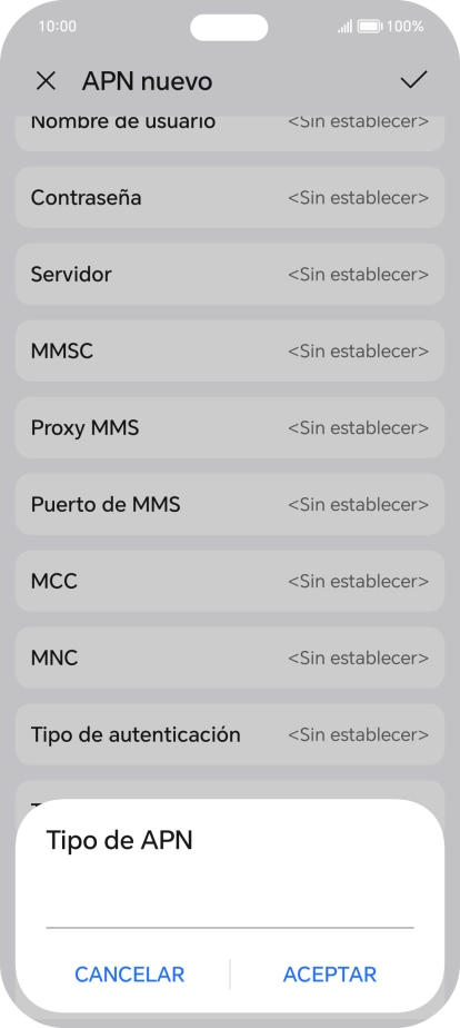 Introduce default y pulsa ACEPTAR.