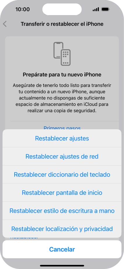 Pulsa Restablecer ajustes de red. Pulsa Restablecer ajustes de red.