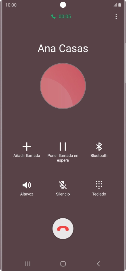 Pulsa el icono de finalizar llamada. Pulsa el icono de finalizar llamada.