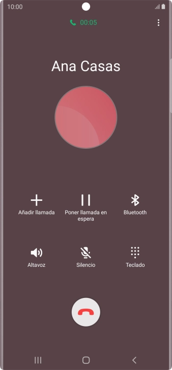 Pulsa el icono de finalizar llamada. Pulsa el icono de finalizar llamada.