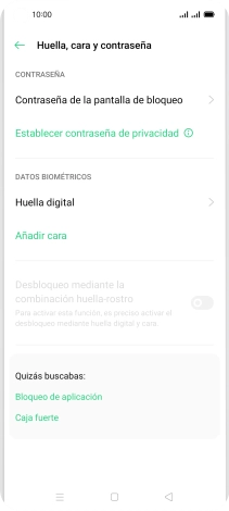 Pulsa Huella digital e introduce el código de seguridad extra que has creado anteriormente. Pulsa Huella digital e introduce el código de seguridad extra que has creado anteriormente.