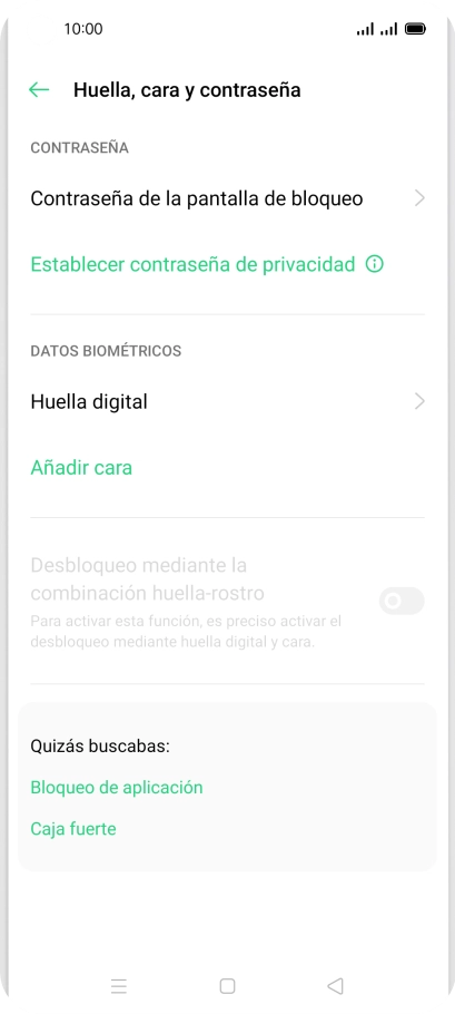 Pulsa Huella digital e introduce el código de seguridad extra que has creado anteriormente. Pulsa Huella digital e introduce el código de seguridad extra que has creado anteriormente.