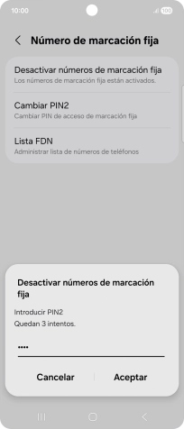Introduce el código PIN2 y pulsa Aceptar.