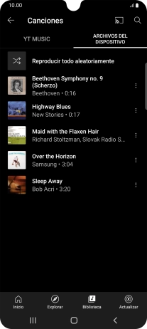 Pulsa el archivo de música deseado. Pulsa el archivo de música deseado.