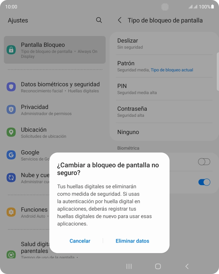 Pulsa Eliminar datos. Pulsa Eliminar datos.