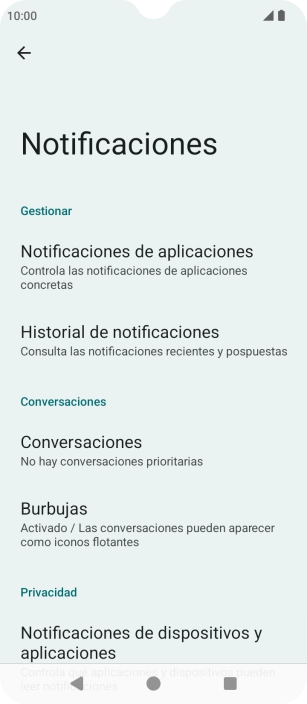 Pulsa Notificaciones de aplicaciones.