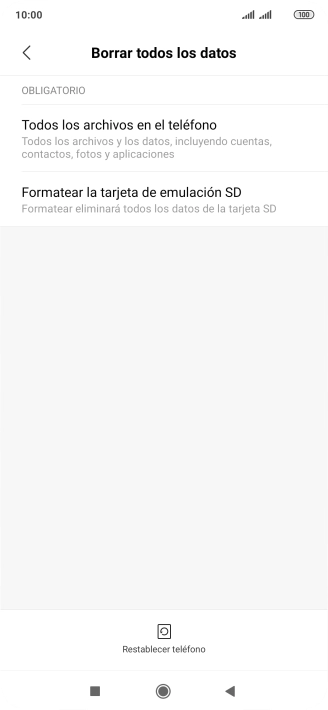 Pulsa Restablecer teléfono. Pulsa Restablecer teléfono.