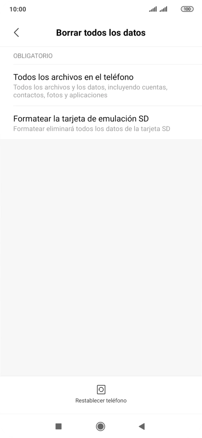 Pulsa Restablecer teléfono. Pulsa Restablecer teléfono.
