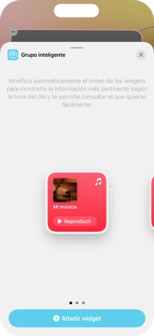 Desliza el dedo hacia la derecha o hacia la izquierda por la pantalla para seleccionar el tamaño de widget deseado.