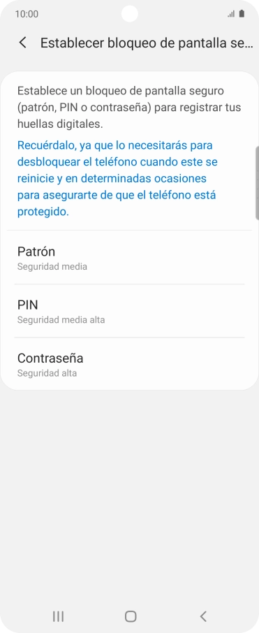 Pulsa el código de seguridad deseado y sigue las indicaciones de la pantalla para crear un código de seguridad del teléfono adicional. Pulsa el código de seguridad deseado y sigue las indicaciones de la pantalla para crear un código de seguridad del teléfono adicional.