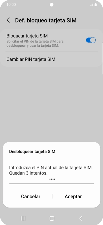 Introduce tu código PIN y pulsa Aceptar. Introduce tu código PIN y pulsa Aceptar.